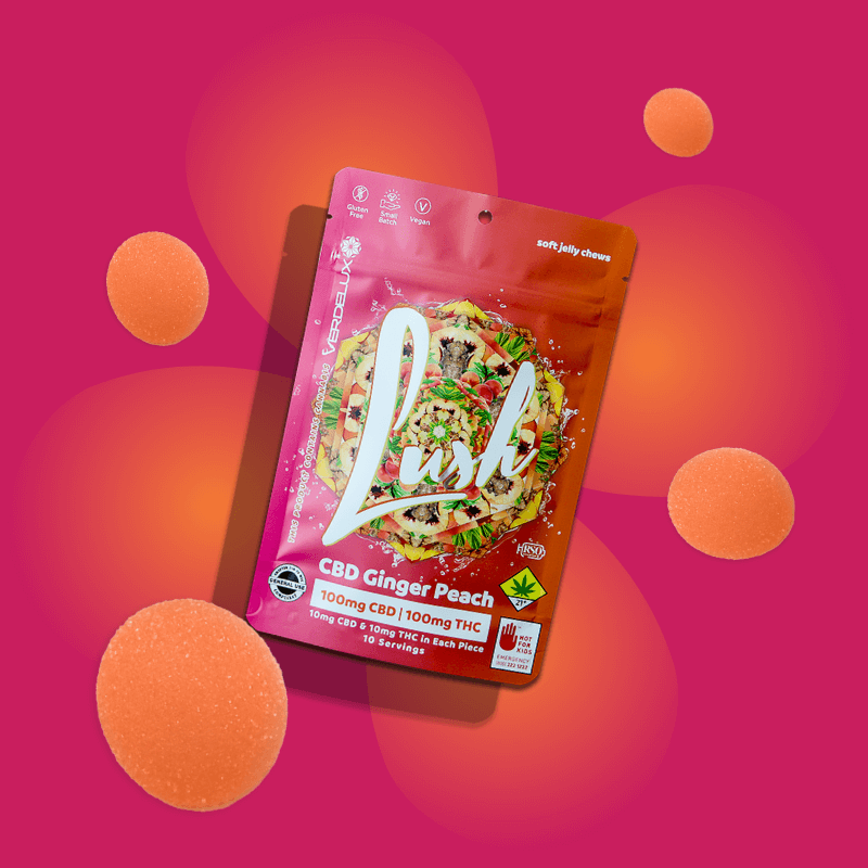 Lush Ginger Peach Gummies | THC & CBD Cannabis Edibles by Verdelux